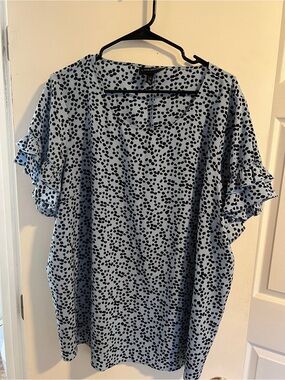 Lane Bryant Ruffle Cap Sleeve Blouse in Light Blue